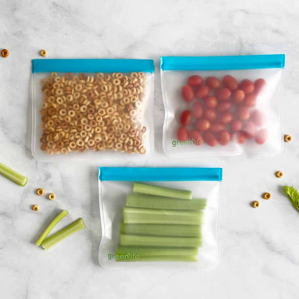 Reusable Storage Bags 5 Pack, BPA Free Reusable Freezer Bags, Small Silicone Food Bags, Reusable Sandwich Bags, Reusable Gallon Bags for Food