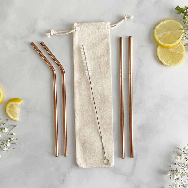 Rose Gold Eco-Friendly Reusable Straws