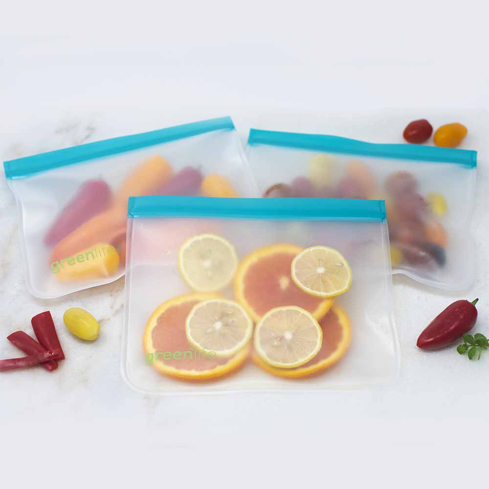 Reusable Ziplock Bags | Zero Waste Silicone Ziplocs | Reusable Freezer Bags  | Washable Sandwich Bags | 3 Pack