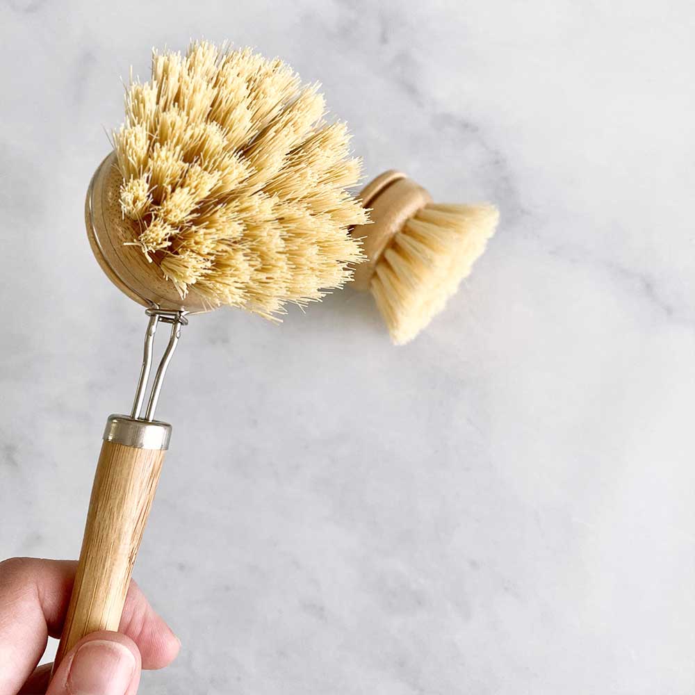Larga Vitae 6 pcs Wooden Dish Brush Replacement Heads Made of Renewable  Bamboo Wood and Natural Bristle Palm Fiber, Durable, Long Lasting, Heavy  Duty Kitchen Scrubber : : Health & Personal Care