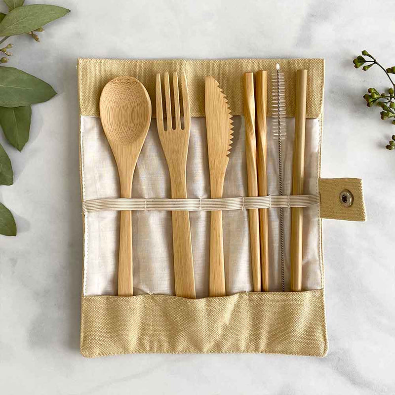 Portable Utensils Set Of 8 With Travel Case. Zero Waste Stainless